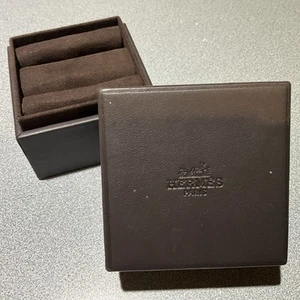 VINTAGE Hermès  BROWN LEATHER  Jewelry case 3.25x3.25x3.5  READ DETAILS - Picture 1 of 7