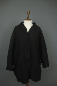 OSKA Black 100% Virgin Wool Classic Long Sleeve Button Front Long Coat Size 1 - Picture 1 of 13