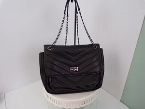 Anna Paola schwarze italienische Echtlederhandtasche umwandelbar Crossbody Drop 13"-23" - Bild 1 von 8