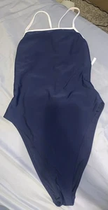 navy blue one-piece swimsuit with white straps Size S - Picture 1 of 6