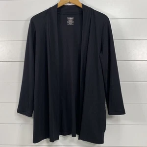 LL Bean Strickjacke Damen groß schwarz Supima Baumwolle vorne offen leichte Jacke - Bild 1 von 11