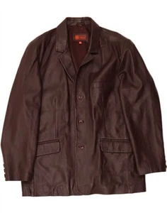 HELIUM Mens Leather Jacket UK 44 2XL Brown Leather AD04 - Picture 1 of 4