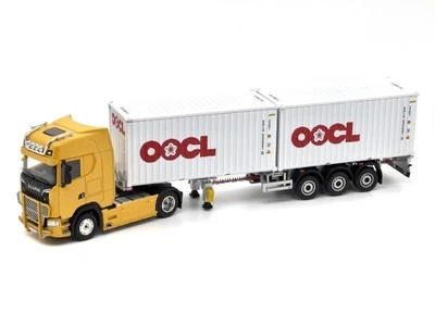 SCANIA 730S - with Trailer & 2x 20" Container OOCL  - yellow - Unique 1:64 - Immagine 1 di 4