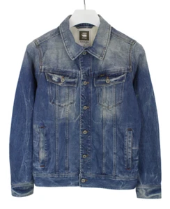 G-STAR Slim Tailor 3D JKT Jacket Men's MEDIUM Denim Trucker Faded Whiskers - Picture 1 of 8