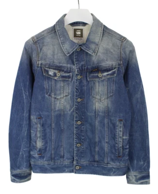 G-STAR Slim Tailor 3D JKT Jacket Men's MEDIUM Denim Trucker Faded Whiskers - Image 1 of 4
