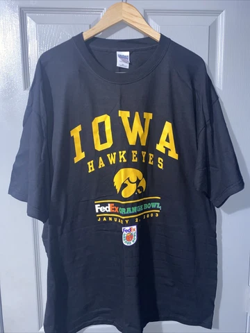 Orange Bowl T-Shirt FedEx 2003 Iowa Hawkeyes Black Size XXL Gildan Activewear Cover