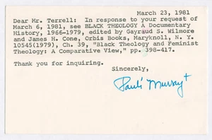 Pauli Murray SIGNIERTE AUTOGRAMM Postkarte LGBT Afroamerikanische Geschichte - Bild 1 von 2