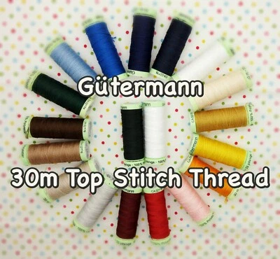 Gütermann Topstitch Thread -30m Reel Extra Strong Button Machine + Hand Sewing  - Image 1 of 3