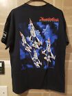 T-shirt vintage Thunderbirds homme L noir chasseur jet diamant rouleau années 90 USA excellent