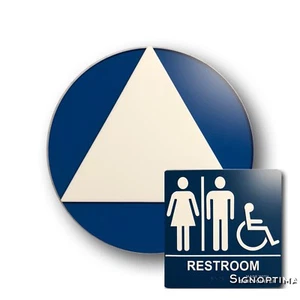 ADA konform All Gender Unisex Toilettenschild Set Tür + Wandschild mit Blindenschrift - Bild 1 von 1