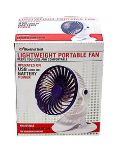 JEF World of Golf Portable Mini Battery Golf Cart Table Fan with Clip - Picture 1 of 6