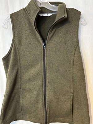 Riders by Lee Vest Womens Small  Khaki Green Knit Zip Front With Pockets Casual - Image 1 of 4