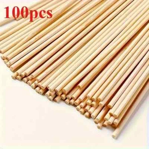 100pcs Handmade Round Wooden Craft Sticks - 3mm x 150mm - Picture 1 of 8