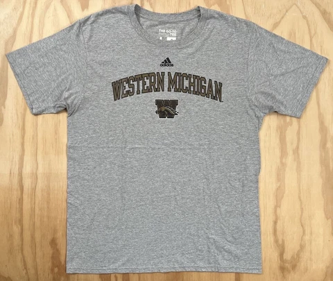 Adidas Western Michigan Broncos T-Shirt Large Heather Gray Ultimate Tee Cover