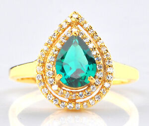 1.55Ct Natural Zambian Green Emerald & IGI Certified Diamond Ring In 14KT Gold