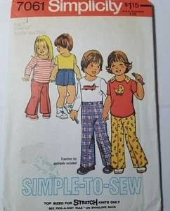 Pants Shorts Pullover Top 4 Childs Sewing Pattern Simplicity 7061 Vtg 70's UC FF - Picture 1 of 6