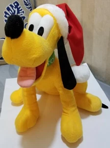Vintage Disney Parks Pluto Christmas Plush 1999 11" Santa Hat Baby Rattle Rare - Picture 1 of 8