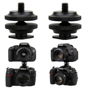 2PCS 1/4"-20 Tripod Screw to Flash Hot Shoe Mount Adapter for DSLR Cameras - Picture 1 of 7