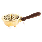 Incense Burner Brass Gold with Wooden Handle L: 20cm Flower Of Life For Incense 