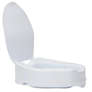 Toilettensitzerhöhung 10 cm mit Deckel WC Sitz Erhöhung rutschfest Medical Weiß - Bild 1 von 9
