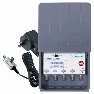 tv signal booster amplifier uhf digital 10mm-MDU34P MULTIBAND FILTERS with p/s  - Image 1 of 3