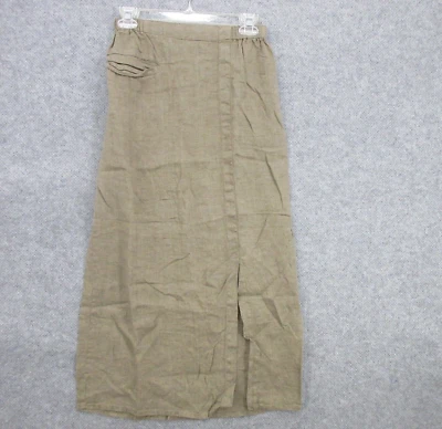 Falda de lino FLAX Designs P cintura elástica con bolsillos ventilación abertura nueva Foto 1 de 4