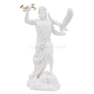 Statue Ancient Greek God Zeus Alabaster 7" - 18cm Cast Marble Dias Jupiter - Picture 1 of 10
