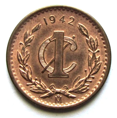 Mexico 1942 1 Centavo Circulated Bronze Mexico City Mint KM#415 World Coin - Image 1 of 2