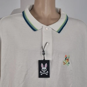 Psycho Bunny Men’s Polo Shirt Size 5XL Cotton Pima White Multicolor Neck (61) - Picture 1 of 11