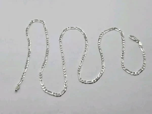24" Sterling Silver (.925) Figaro Link 3.1 mm Chain Necklace - Picture 1 of 6