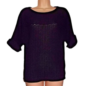 Suéter New York & Company Mujer’s M Negro Texturizado Tejido Manga Corta Pullover - Imagen 1 de 7