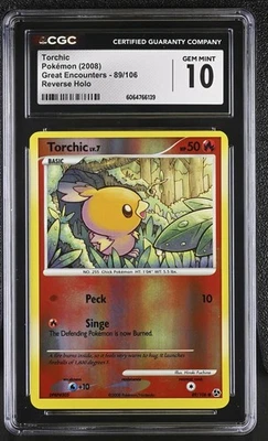 CGC 10 GEM MINT Torchic 2008 Great Encounters 89/106 Reverse Holo Pokemon Card - Image 1 of 2