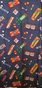 Vtg Candy Fabric 70s 1x2 Yards M&M Hershey Chiclets Jujyfruits OH Henry Chuckles - Picture 1 of 12