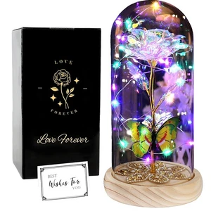 Beauty and The Beast Rose Gifts, Light up Forever Roses in Glass Dome Galaxy ... - Picture 1 of 6