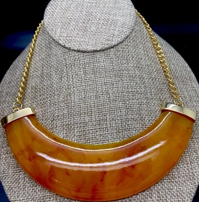 Kenneth J Lane Kjl Ámbar Oro Tobe Media Luna Babero Collar Nuevo Foto 1 de 4
