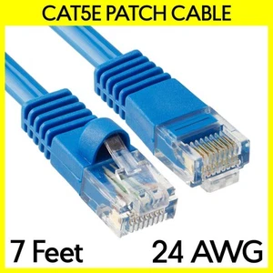 7 FT Cat5e Patch Cable Blue LAN Internet Cat 5e Cord RJ45 Modem Ethernet Cable - Picture 1 of 3