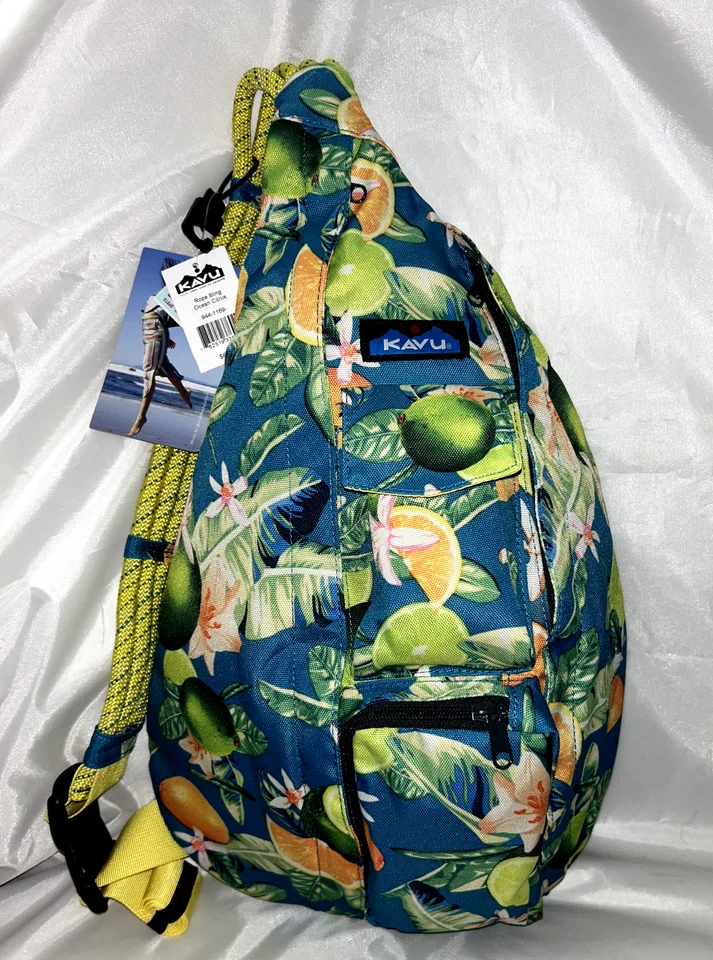 KAVU Original Rope Sling Bag Polyester Crossbody Backpack - Ocean Citrus