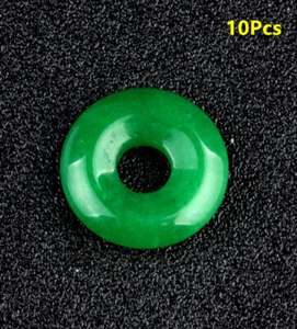 10 Piezas 18x4mm Verde Malayo Jade Donuts Redondos Gran Agujero Círculo Colgante Cuentas HT2056 - Imagen 1 de 7