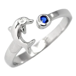 Dolphin Design Adjustable Flexible Open Toe Ring 7mm Solid 925 Sterling Silver J - Picture 1 of 2
