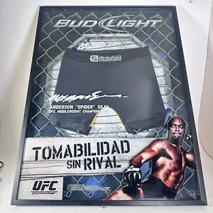 COLLECTIBLE UFC ANDERSON "SPIDER" SILVA SINISTER MMA SHORTS IN BUDLIGHT FRAME - Picture 1 of 19