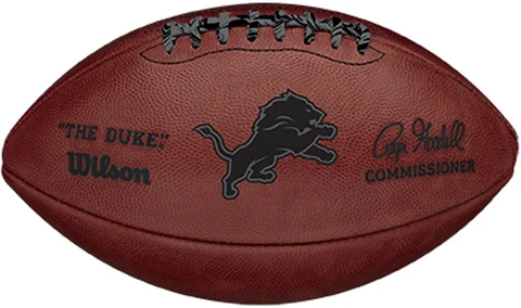 Detroit Lions Unsigned Wilson Metallic Official Duke Football Cover