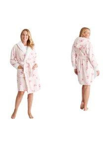 Ladies Size XXL 18 - 20 Robe NEW RP $50 Flamingo Bird Print Sherpa Lined Hoody - Picture 1 of 2