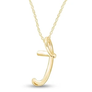 Collar Colgante Letra Alfabeto Inicial "T" Acabado Oro Amarillo 14K - Imagen 1 de 3
