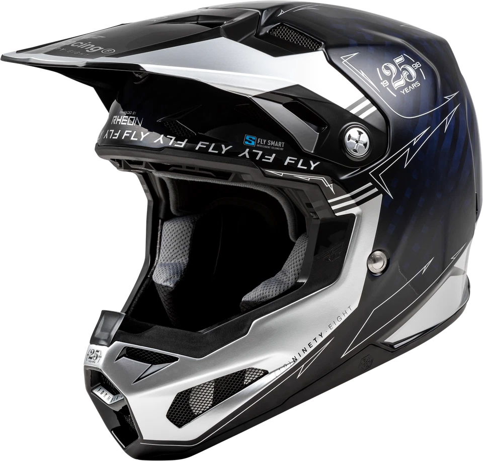 Fly Racing Youth Formula S Carbon Legacy Helmet Blue Carbon/Silver Youth Large Foto 1 de 1