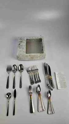 Yamazaki Millenium Gold Accent 40 Piece Set 18/8 Stainless Silverware Read Descr - Image 1 of 4