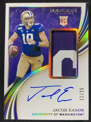 Jacob Eason 2020 Panini Immaculate Collection Rookie Patch Autograph #/25 #115 - Image 1 of 2