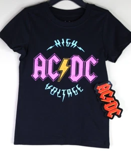 AC/DC Girls Short Sleeve Black T-Shirt Size 4/5 - Picture 1 of 5
