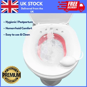 Sitz Bath for Hemorrhoids & Postpartum Care with Flusher Toilet Soaking Basin - Picture 1 of 21