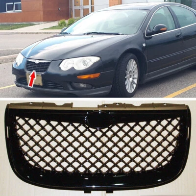 Front Grille Grill fit for 1999-2004 Chrysler 300M Glossy Black Mesh Hood Grille Foto 1 de 4