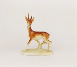 Vintage 1970s Royal Dux Porcelain Figurine of Standing Deer Czechoslovakia - Imagen 1 de 5